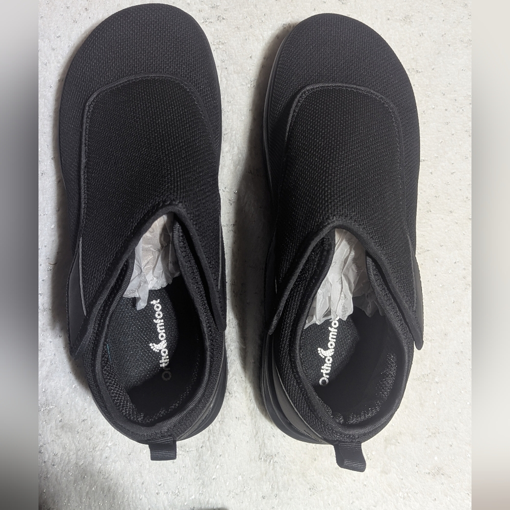 OrthoComfoot Diabetic Shoes Mens 13 Wide Orthopedic Slip On Black Comfort